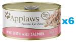 Applaws Cat Fehér hal és lazac húslevesben 6x70g