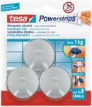 tesa Powerstrips nyom nélkül eltávolítható kis akasztó matt-króm 3 db 4 ragasztó (57578-00101-00)