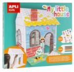 APLI Casa de păpuși din carton cu autocolante și creioane colorate, APLI Kids "Căsuța mea (16716)