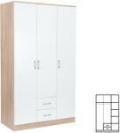 Leziter Miami gardróbszekrény 120x205 cm fehér-sonoma tölgy (LMGSZ120FST) - geminiduo