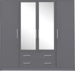 MEBLAR Smart SRL1 4 ajtós 2 fiókos szekrény (tükörrel) antracit gardrób szekrény