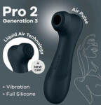 Satisfyer Vibrator clasic cu undă de presiune cu tehnologie Air Pulse Pro 2 Generation 3 with Liquid Air black (4061504051888)