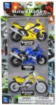 New Ray Toys Set 3 motociclete metalice, New Ray, Suzuki Yamaha Suzuki, 1: 18