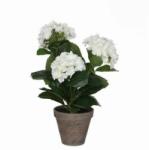 Mica Hortenzia fehér műnövény cserépben Stan szürke 40 x 35 cm