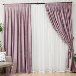 Hiko Set 2 draperii Hiko COMFY catifea roz pudra, cu rejansa fixa, pliuri - hiko - 586,50 RON