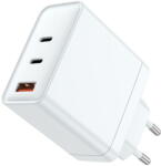 Lemontti Incarcator de retea LEMIRG2TC65WA GaN 2x Type-C, 1x USB-A, 65W, Fast Charge, EU Plug, Alb (LEMIRG2TC65WA) - vexio