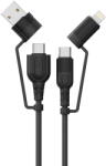 Lemontti LEMCF4IN1PDN 4 in 1, USB-A / Type-C la Type-C / Lightning 1.2m Negru (LEMCF4IN1PDN) - vexio