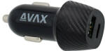 Avax CC302B CARLY USB A (QC)+Type C (PD) 20W autós töltő, fekete