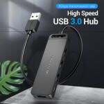 Vention USB-A 3.0 (4-Portos, táppal, fekete), 1m, hub