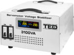 TED Electric Stabilizator tensiune monofazat 1.8KW 1800W cu ServoMotor si 2 iesiri Schuko + ecran LCD cu valorile tensiunii, TED Electric TED000163 (A0057960)