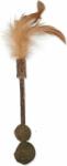 MAGIC CAT Toy Magic Cat Natural Brad distractiv cu pene naturale si bile verzi 18cm (453-30611)