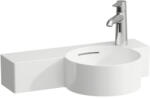 Laufen VAL Kézmosó, kör alakú, bal oldali polccal, 430 mm-re vágható 1 csaplyuk a jobb oldalon, egyik oldalon vágatható, Fehér LCC bevonattal H8152844008121 (H8152844008121)