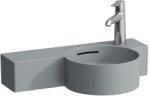 Laufen VAL Kézmosó, kör alakú, bal oldali polccal, 430 mm-re vágható 1 csaplyuk a jobb oldalon, egyik oldalon vágatható, Graphite matt H8152847588121 (H8152847588121)