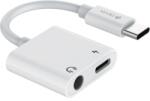  Adapter: Devia - 2in1 Audio + töltő (Type-C) / Type-C adapter, fehér