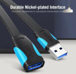 Vention USB 3.0, (hosszabbító, lapos, fekete), 1, 5m, kábel (VAS-A13-B150)