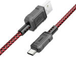  USB töltő- és adatkábel, USB Type-C, 100 cm, 3000 mA, törésgátlóval, gyorstöltés, PD, cipőfűző minta, Hoco X94 Leader, piros