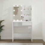 vidaXL Magasfényű fehér fésülködőasztal led-del 74, 5x40x141 cm (808807) - plaza8