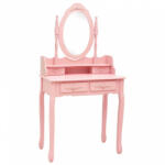 vidaXL Rózsaszín császárfa fésülködőasztal-szett ülőkével 75x69x140 cm (289315) - plaza8