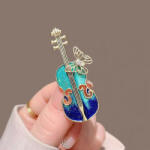 highbling stílusú kreatív kék hegedű bross XZ744