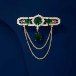 highbling Csúcskategóriás vintage smaragd bojt bross XZ841