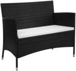 vidaXL Bancă de grădină, negru, 100 cm, poliratan (42582)