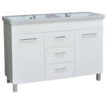 TMP cabinets FLAT 120 lábon álló fürdőszobabútor Sanovit Isik 4120 dupla porcelán mosdókagylóval 120 cm