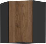 TEMPO KONDELA Dulap de colţ superior, nuc okapi/negru, MENZO 60x60 GN-72 1F