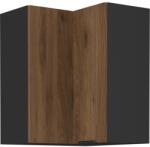 TEMPO KONDELA Dulap de colţ superior, nuc okapi/negru, MENZO 60x60 GN-72 2F