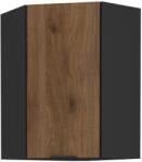 TEMPO KONDELA Dulap de colţ superior, nuc okapi/negru, MENZO 60x60 GN-90 1F