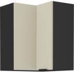 TEMPO KONDELA Dulap de colţ superior, caşmir/negru, ARAKA 60x60 GN-72 2F