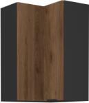 TEMPO KONDELA Dulap de colţ superior, nuc okapi/negru, MENZO 60x60 GN-90 2F