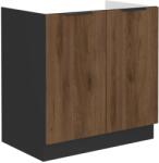 TEMPO KONDELA Dulap pentru chiuvetă, nuc okapi/negru, MENZO 80 ZL 2F BB