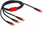 Delock Cablu de incarcare Delock 3 in 1, USB-C - 3 x USB-C, 1 m, negru/rosu (DELOCK-86713)
