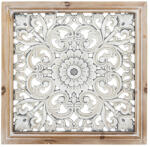 ART-POL Négyzet alakú áttört bézs-fehér fenyőfa faldekoráció 43x43x3cm (144048)