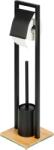 WENKO Bambusa Wc-kefe Garnitúra álló Matt Fekete Acél, Bambusz 18x72, 5x18cm