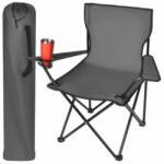 Trizand Scaun pliabil gradina, camping, pescuit, gri, cu suport pahar/sticla, husa, max 100 kg, 80x44x80 cm, Trizand (00023675)