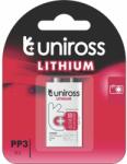 Uniross 6F22 9V lítium elem, 1 db/bliszter (ULI9V1)