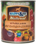 Happy&Fit Natural Adult konzerv vadhús & bárány, burgonya & sáfrányolaj 800g