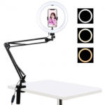 PULUZ Selfie Ring körfény LED lámpa 10'' + asztali tartó, fekete (PKT3090B)
