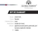 Global Fashion Bit/capat freza diamant, flacara rosu, 243/012R, 1 mm