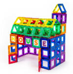 Playmags Set Playmags exclusiv educațional - 80 piese magnetice: 40 ferestre + 40 litere și cifre Jucarii de constructii magnetice