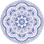 4-Home Suport farfurii Iva Flower albastru, 38 cm