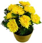 4-Home Floare artificială Crizantemă în ghiveci, galben , 22 x 23 cm