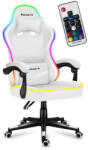 Huzaro Gamer szék, Force 4.4 professzionális játékszék, Acél, Textil Szövet anyag, 130 Kg, Nyakpárna, Fejpárna, RGB Fehér (hz-force-44-rgb-white)