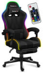 Huzaro Gamer szék lábtartóval Force 4.7 professzionális játékszék, Acél, Textil Szövet anyag, 130 Kg, Nyakpárna, Fejpárna , RGB LED , Fekete (hz-force-47-rgb-mesh)