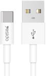 Yesido Cablu de Date USB la Type-C, 2.4A, 1.2m - Yesido (CA-22) - White (KF235164) - vexio