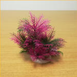 Plantă artificială cu bază pentru acvariu, culoare roz-verde (13 cm)