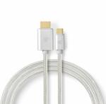 Nedis Cablu USB 3.2 type C la HDMI 4K60Hz T-T 2m brodat Alb, Nedis CCTB64655AL20 (CCTB64655AL20)