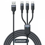 JOYROOM 3in1 USB - USB-C + micro + Lightning Kábel - 1.2m 3.5A - Fekete (S-1T3018A18)