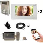 Mentor Kit Interfon Video 2 familii wireless WiFi IP65 2MP 7 inch Color 3in1 4 fire Mentor SYKT023